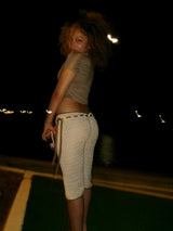 Beige Scrunch Capri
