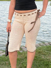 Beige Scrunch Capri