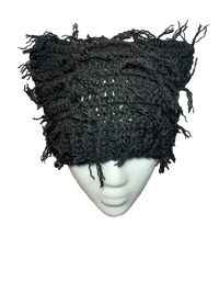 Gorro de punto con diseño de gato desgastado