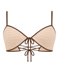 Beige Lace-Up Top