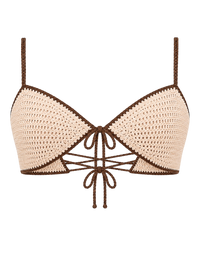 Beige Lace-Up Top