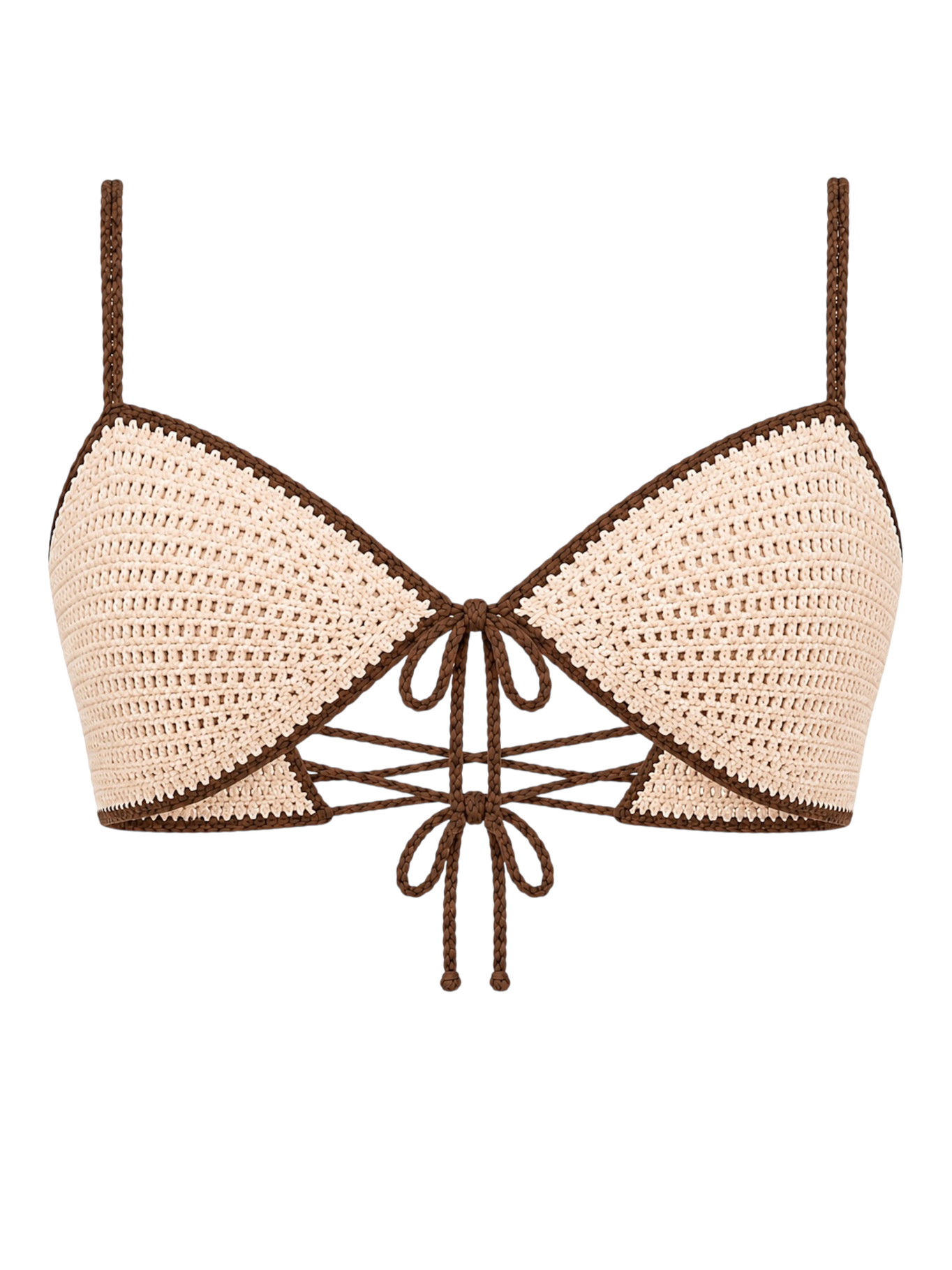 Beige Lace-Up Top