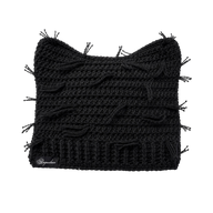 Gorro de punto con diseño de gato desgastado