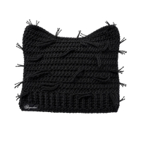 Gorro de punto con diseño de gato desgastado