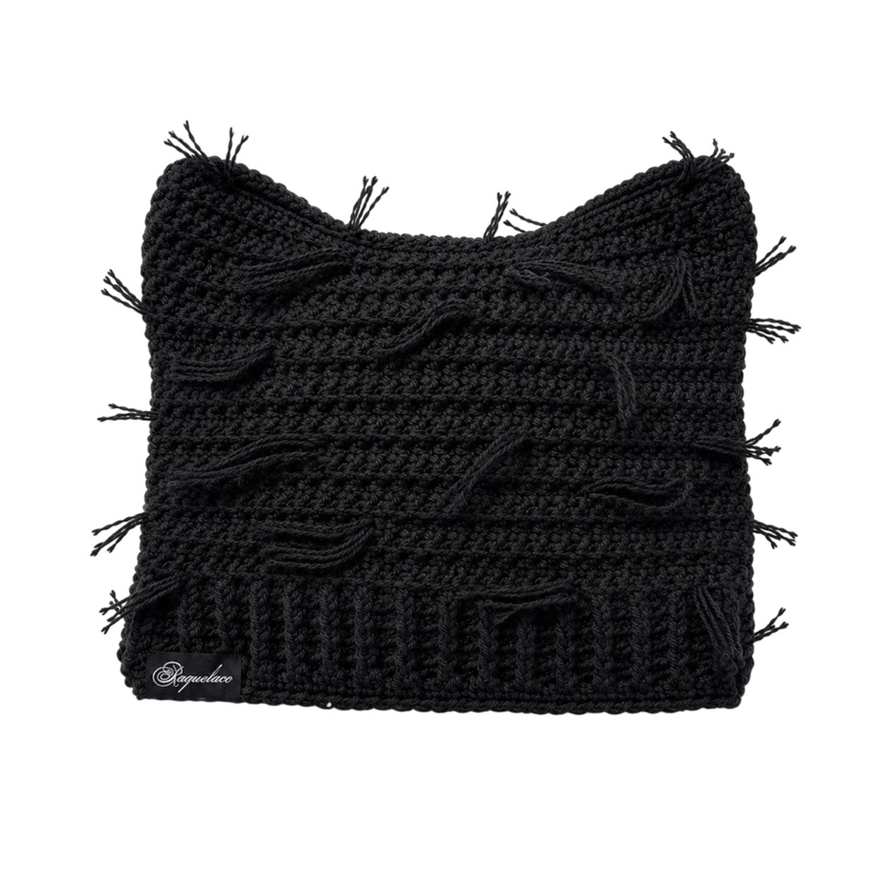Gorro de punto con diseño de gato desgastado