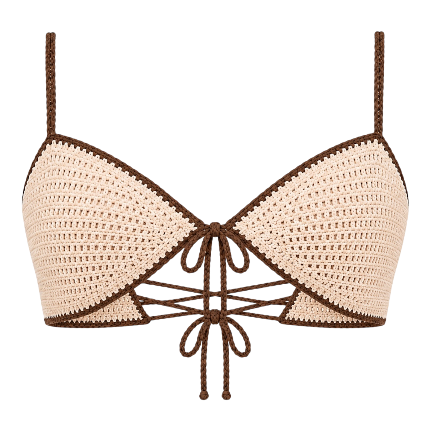 Beige Lace-Up Top