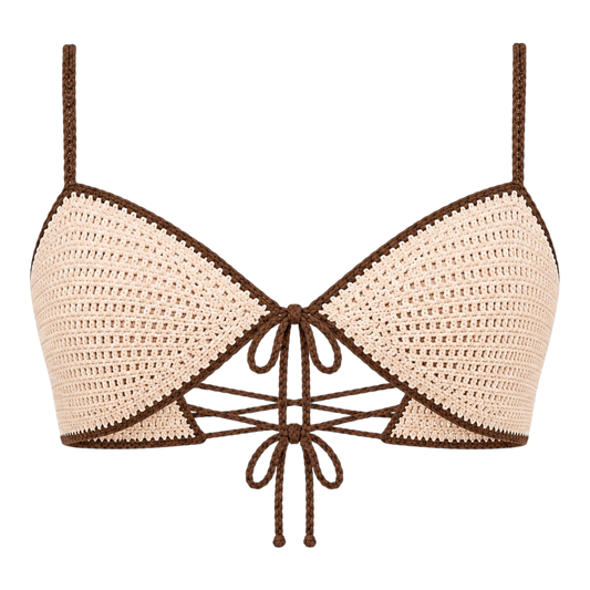 Beige Lace-Up Top