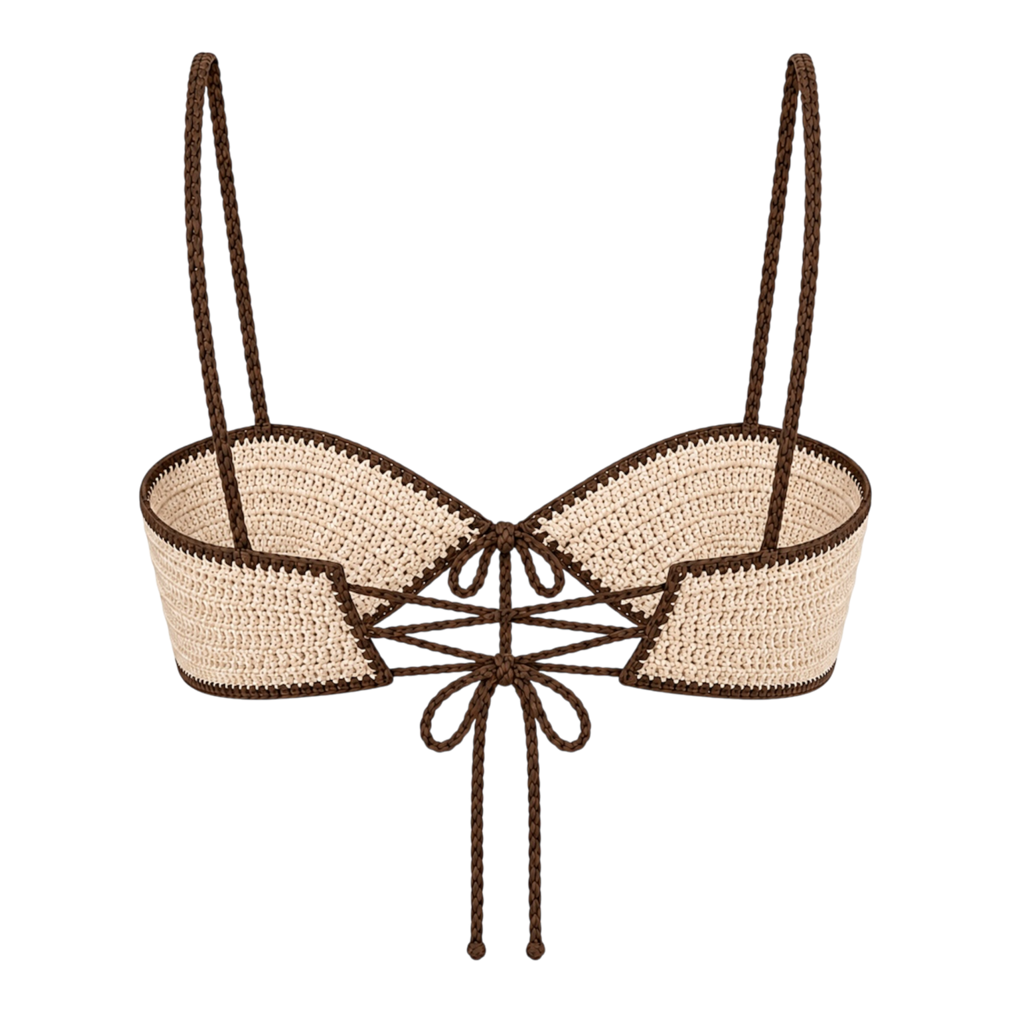 Beige Lace-Up Top