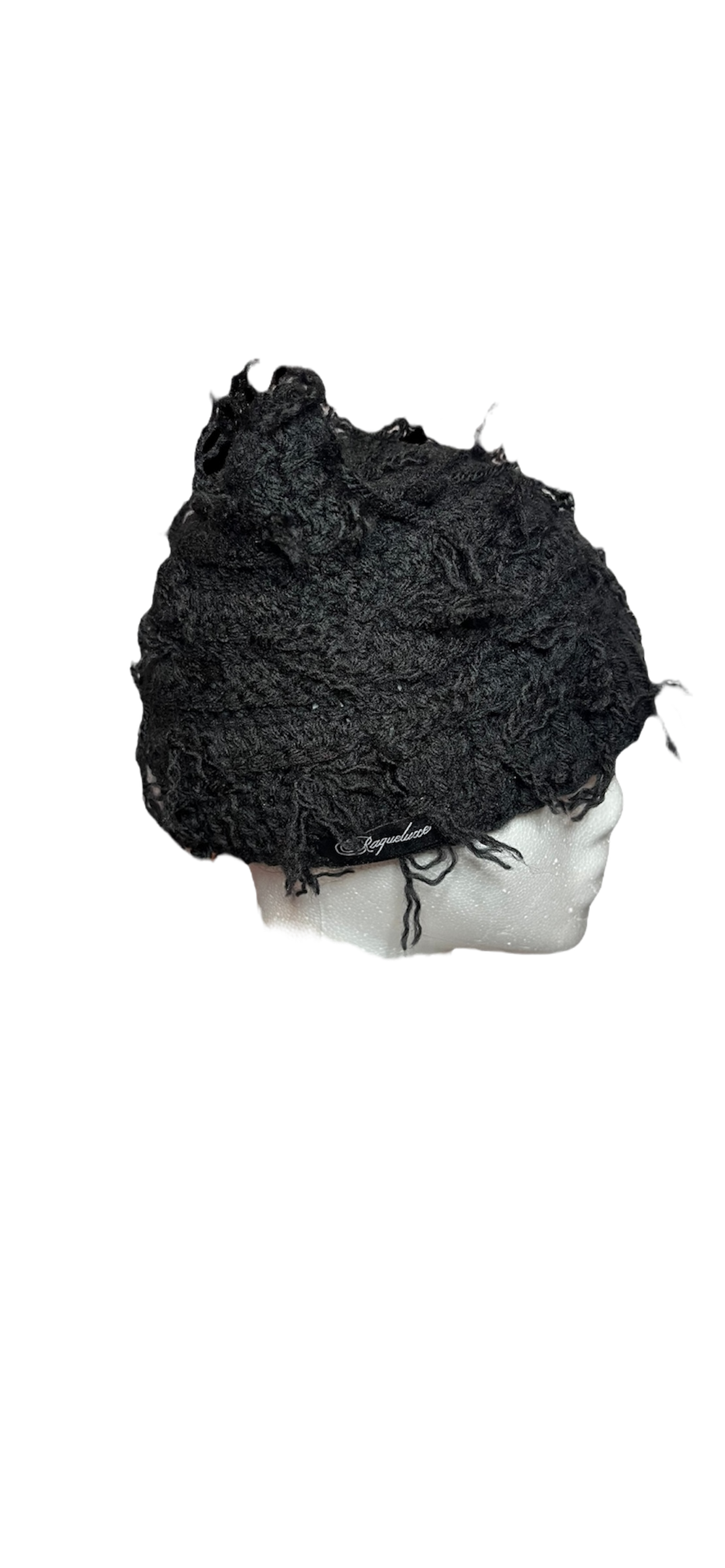 Gorro de punto con diseño de gato desgastado